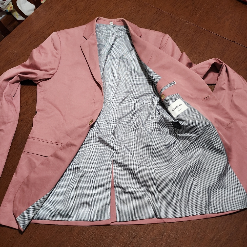 Express Men's Blazer in Soft Pink Jacket - Picture 4 of 8